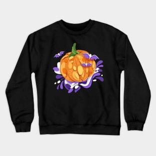 Ornate Halloween Pumpkin witn Cute Flittermouses Crewneck Sweatshirt